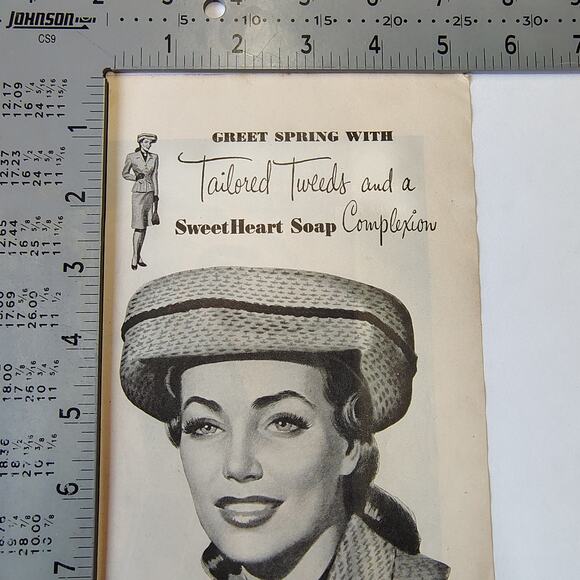 1946 SweetHeart Soap Print Ad MCM Woman in Hat Midcentury Beauty Care Routine - Picture 5 of 9